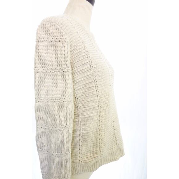 Madewell Cream Off White Crochet Knit Sweater Top Medium M Cotton Blend - Picture 2 of 7